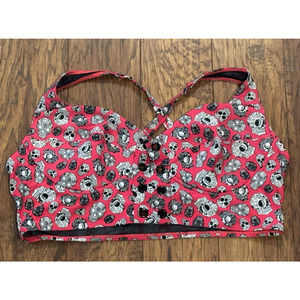 Torrid Pink Bikini Top Sugar Skulls Multi Color - String Missing- Women's Size 3
